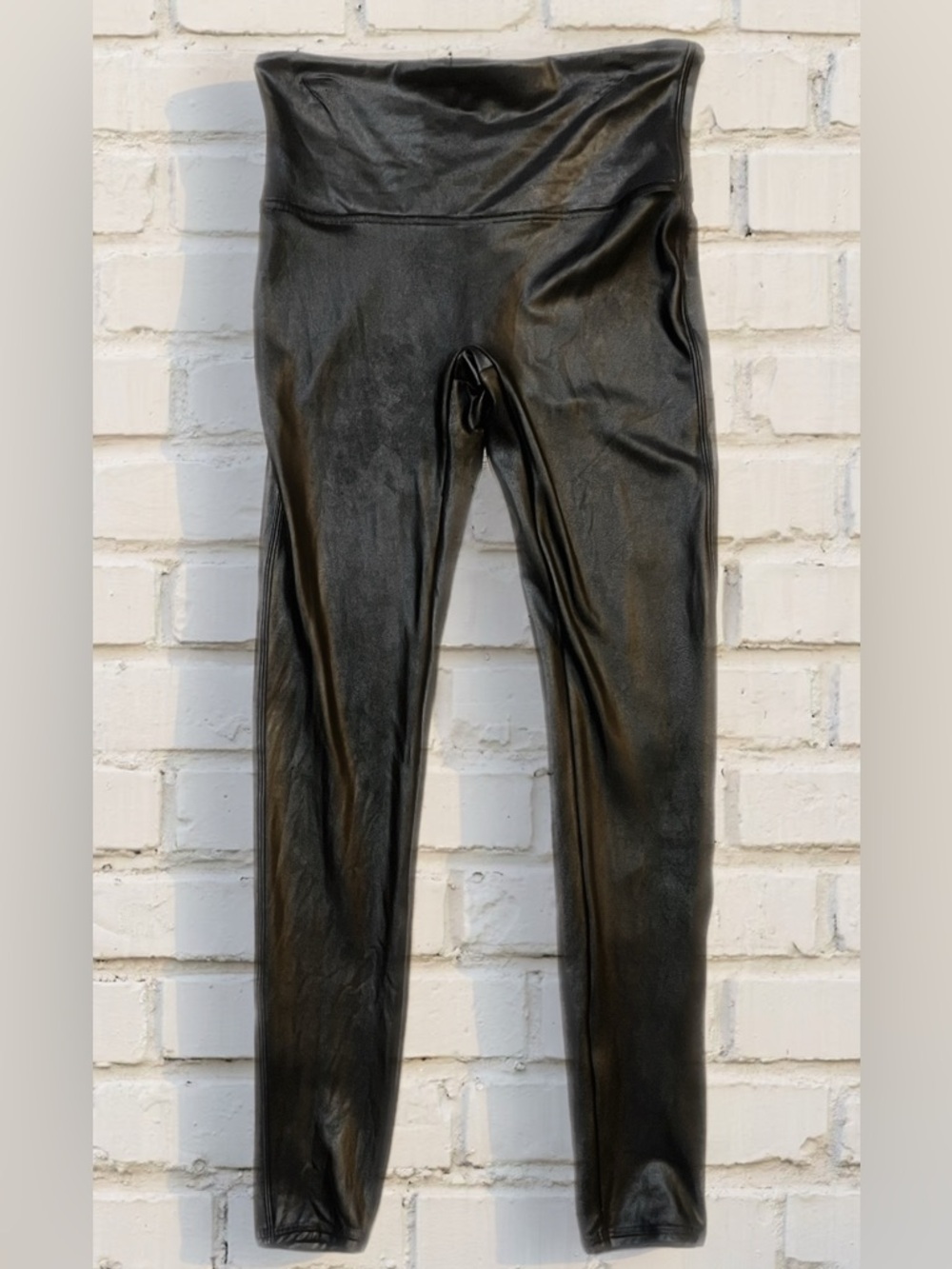 SPANX Black Faux-Leather Leggings Size L